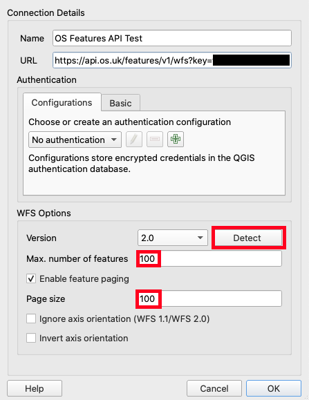 QGIS Connection Details dialog