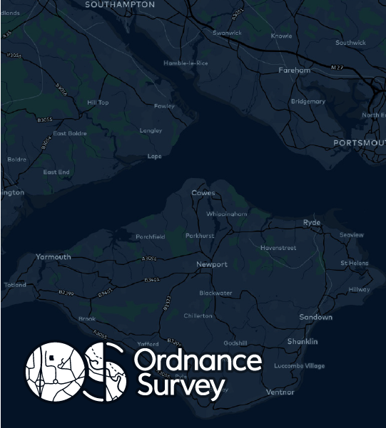 Example 2 of the OS white logo on top of a map