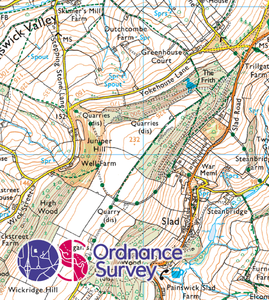 Example 2 of the OS coloured logo on top of a map