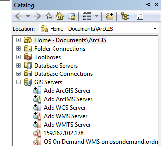 ArcMap UI showing Catalog window