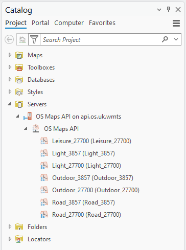 ESRI ArcGIS Pro Catalog panel.