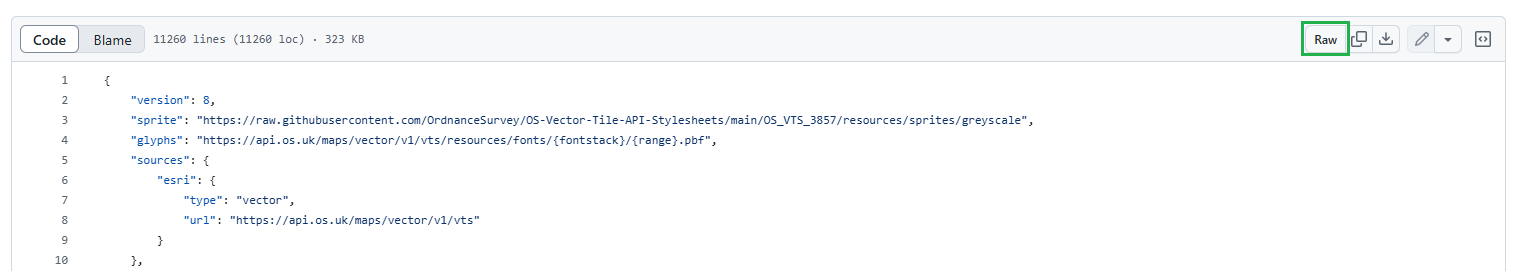 A  style file open on GitHub with the Raw button highlighted.