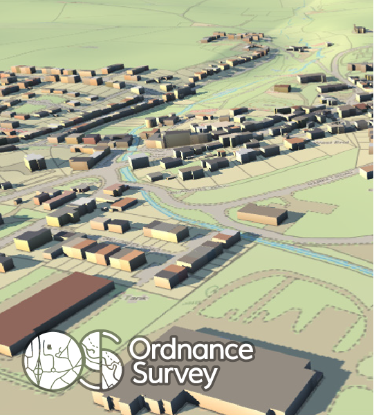 Example 1 of the OS white logo on top of a map