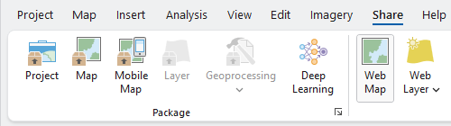 ArcGIS Pro UI's Share to Web Map ribbon