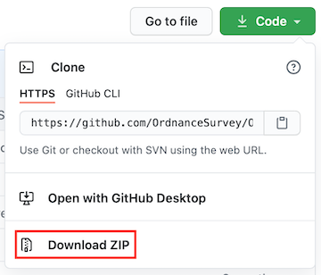 OS Data Hub API Demos repository Code > Download ZIP option
